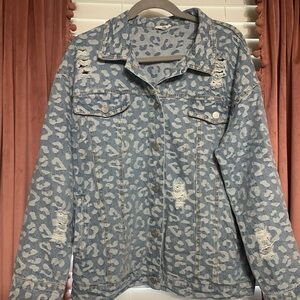 Leopard Print Women's Jean Jacket